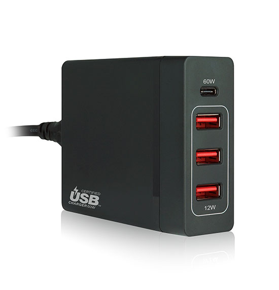 USB-C Charging Station - 72W Desktop Charger - 1x USB-C + 3x USB-A (60W  Power Delivery + 12W) - Portable USB Type-C Charger - Laptop Replacement