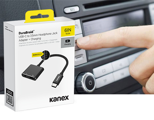 Kanex DuraBraid USB-C to 3.5mm Headphone Jack Adapter & Charging