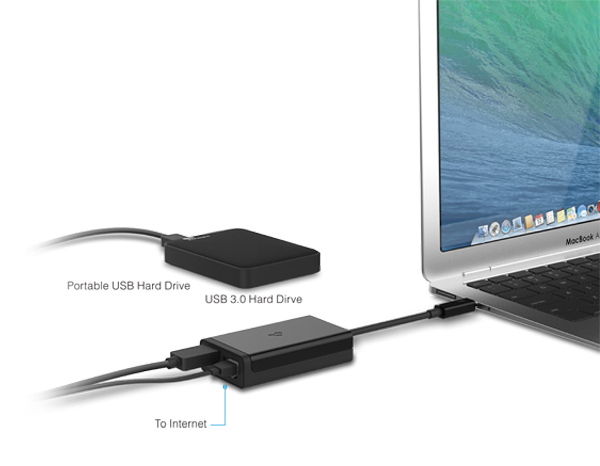 Kanex KTU20 - Adaptateur Thunderbolt vers Ethernet et USB 3.0 - Thunderbolt  - KANEX